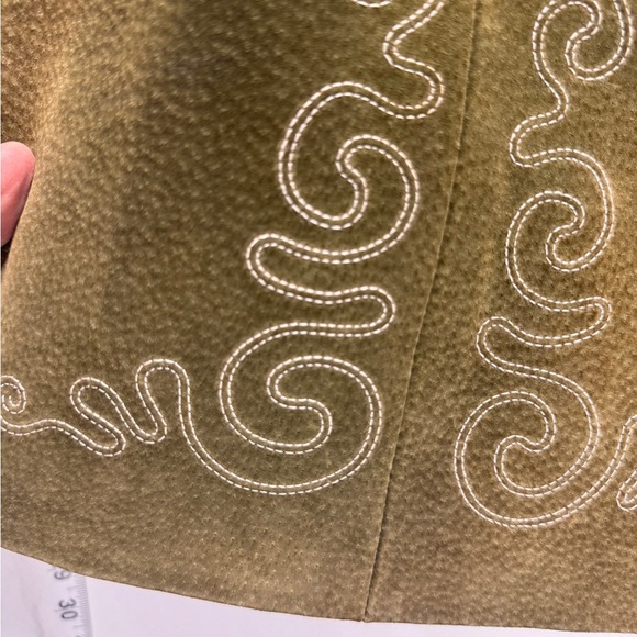 Vintage,  Sz 4, custom, olive green genuine Suede Leather suit with Embroidery. - Picture 4 of 15
